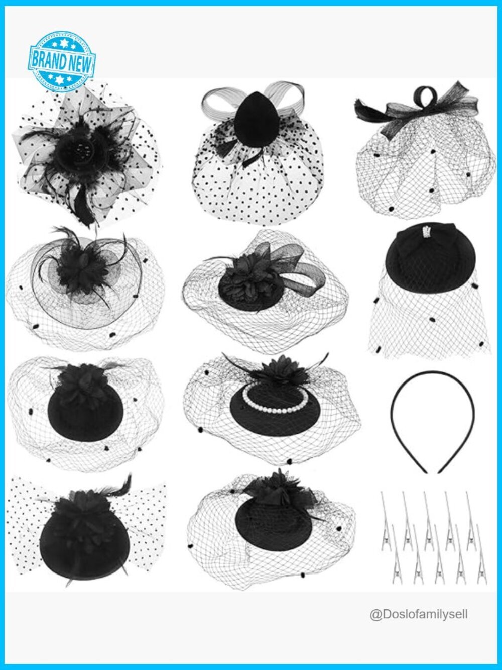 Vintage Fascinator Hat Set with Feathers and Flowers for Tea Parties Weddings
